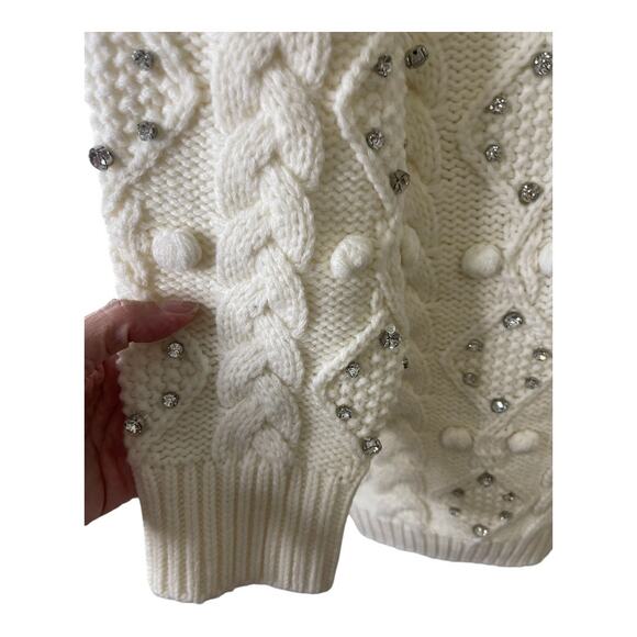 Retrofete Maple Embellished Sweater Dress Cable Knit Merino Wool Rhinestone Sz M - Picture 12 of 14